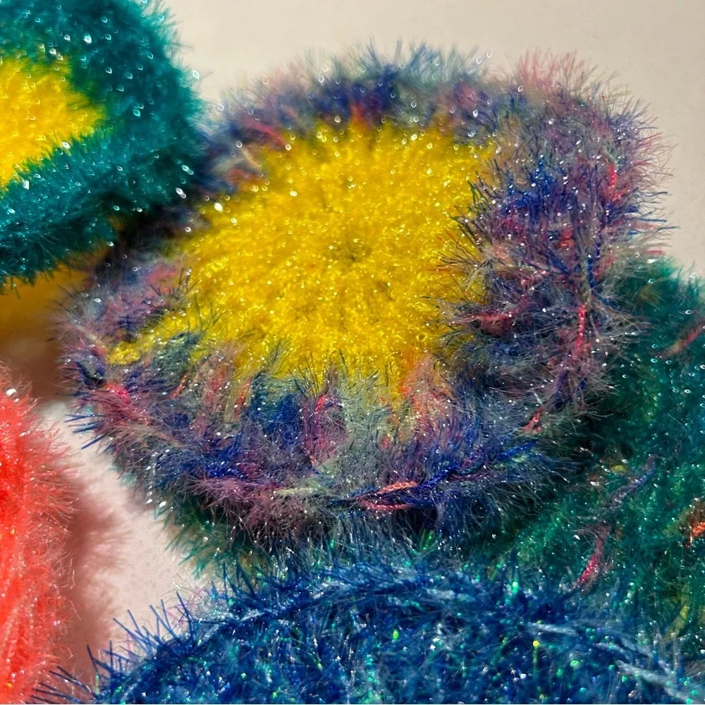 Crochet Sparkly Kitchen Scrub Sponge for Dishes- Set of 2